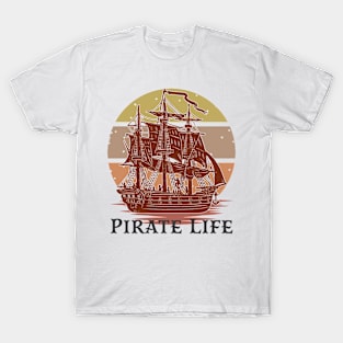 Steampunk Pirate Life Merchant Sailing Ship Retro Vintage T-Shirt